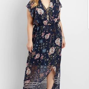 Long floral chiffon dress